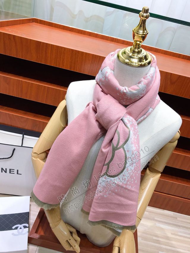 CHANEL圍巾 2019年新品素雅山茶花 香奈兒羊絨混紡長圍巾 CHANEL女圍巾  llwj6612